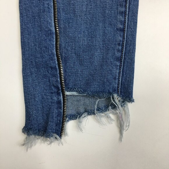 7 FOR ALL MANKIND Button Fly Josefina Raw Step Hem Zip Detail High Waist Jeans - Picture 8 of 12